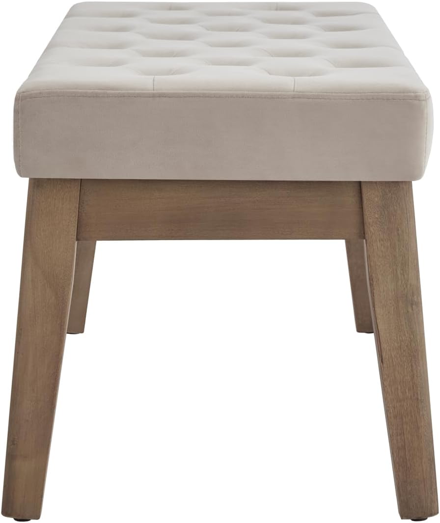 24KF Velvet Upholstered Buttons Tufted Entryway Bench with Solid Wood Leg,Bed...
