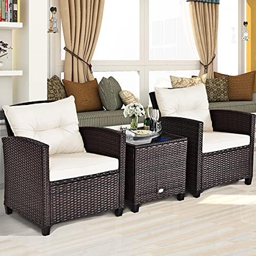 KOTEK 3 Piece Patio Furniture Set, White