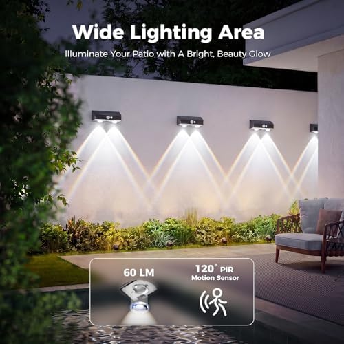 kolpop 16 Pack Solar Fence Lights Outdoor with 3 Modes Motion Sensor,IP65 Wat...