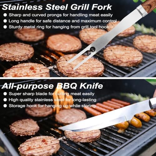 POLIGO 22PCS Heavy Duty BBQ Grill Accessories Set, Non-Slip Grill Tools for O...