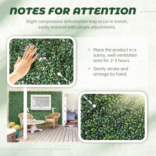 TTTM UV-Resistant Artificial Boxwood Hedge Vine Panels: 20"x20" 6 Pcs