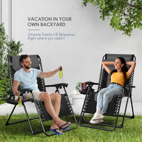 Nestl Padded Oversized Zero Gravity Chair, XL Folding Outdoor Lounge Chair | ...