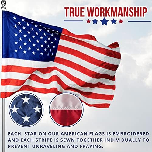 American Flag - Heavy-Duty US Flag - Embroidered Stars - Nylon USA Flag Built...