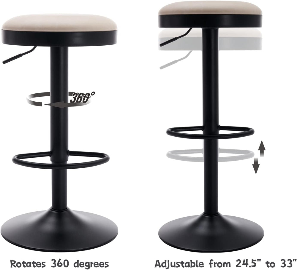 CIMOTA Swivel Round Bar Stools Set of 4 Backless Adjustable Counter Height Ba...