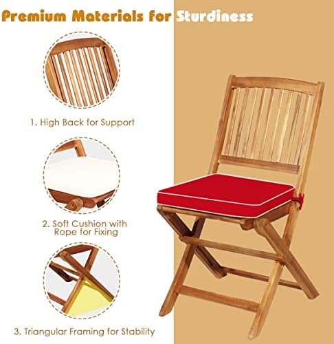 ORALNER 3-Piece Acacia Wood Folding Patio Bistro Set, Small Outdoor Balcony F...