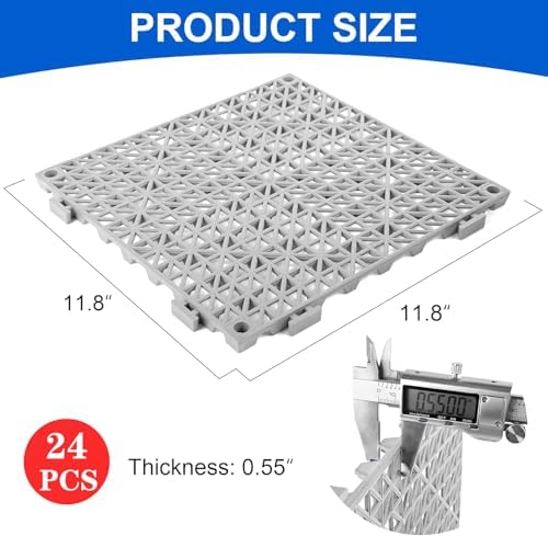 MYFAMIREA Modular Interlocking Cushion 24 Pack 11.8" x 11.8" Rubber...