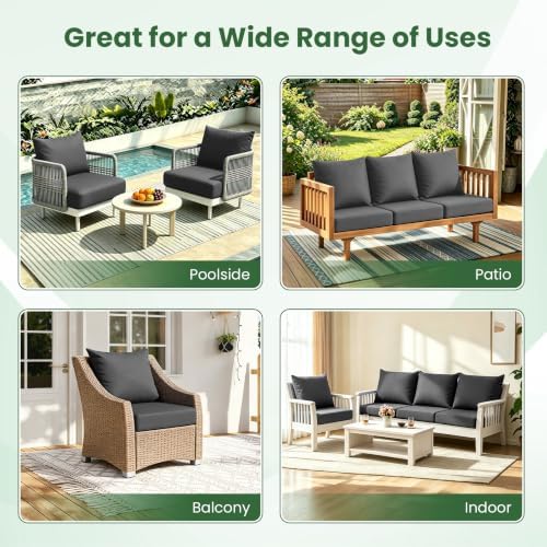 Outdoor Deep-Seat Cushion Set, 24*24*5.75inch, DarkGrey, Set of 4