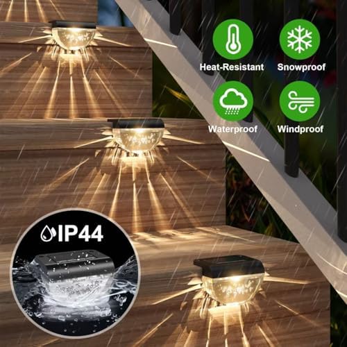 Melunar 12 Pack Solar Deck Lights Outdoor, Solar Step Lights Waterproof for O...