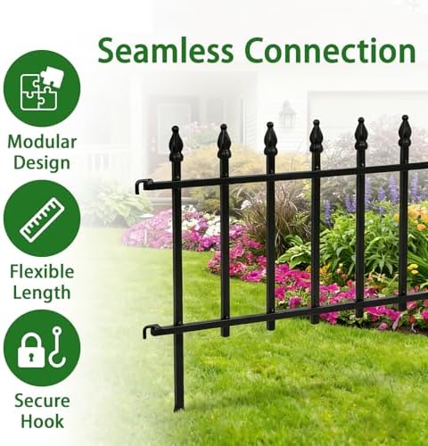 5-Pack Garden Border Fence, 23" W x 17" H, Black