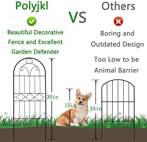 Decorative Garden Fence 30in (H) x 10ft (L), 10 Pack Rustproof Metal No Dig F...