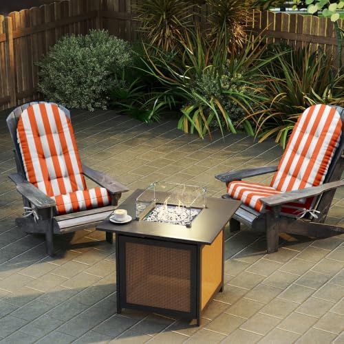 Adirondack Chair Cushions 44x19x4 in Set of 2, Orange Stripe