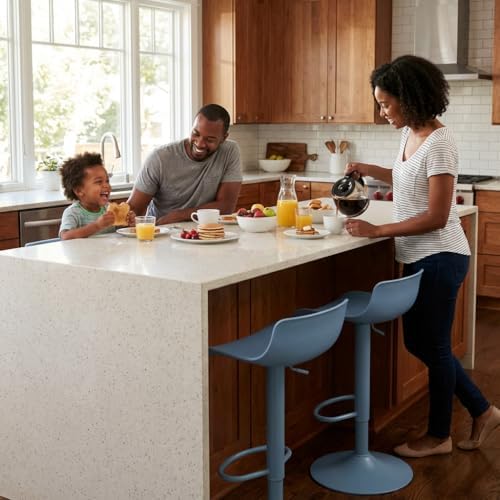 YOUNIKE Bar Stools Set of 2 Counter Height Chairs Barstools Light Blue