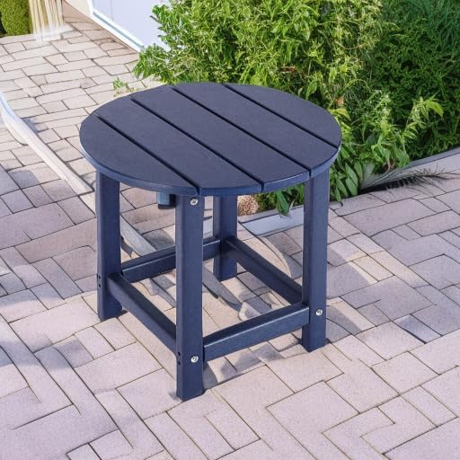 LZRS Round Adirondack Patio Side Table End Table, Outdoor Side Tables for Pat...