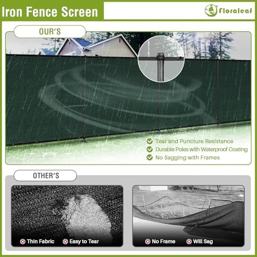 6'x12' Privacy Fence Sets with Iron Poles Outdoor Mesh Shade Net Cove...