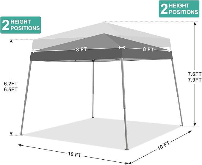 Canopy Tent, 10X10 FT Pop Up Canopy Outdoor Instant Tent Slant Legs with Carr...