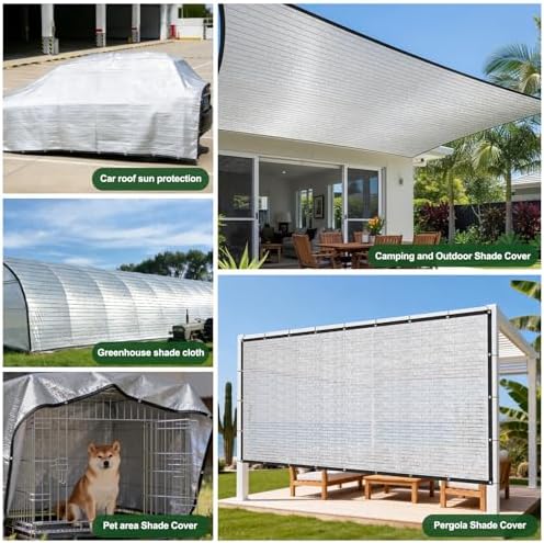85% Aluminet Shade Cloth, 10x12 FT Heat Reflective Tarp for Blocking Sun