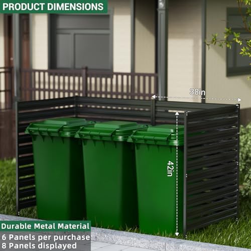3 Panels Metal Air Conditioner Fence, 42" H x 38" W Privacy Fence P...