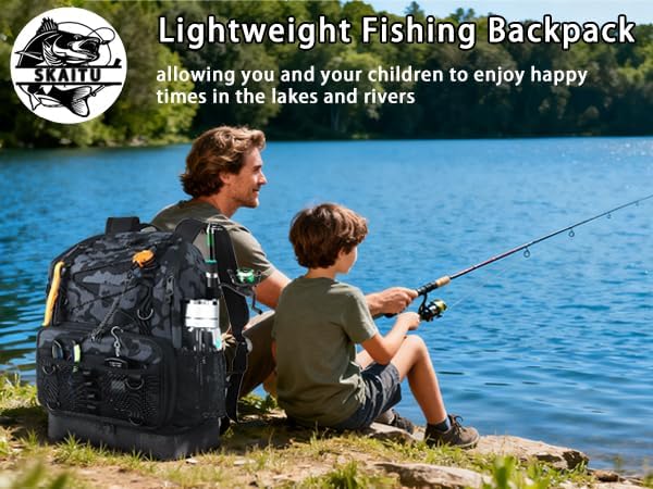 Fishing Backpack with Tackle Boxes and Rod Holder, Cooler, 30L Large Tackle B...