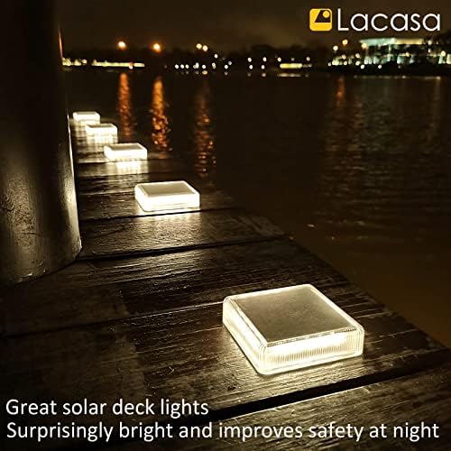 Lacasa Solar Deck Lights, 4 Pack 30LM LED Dock Lights Natural White 4000K, Ou...