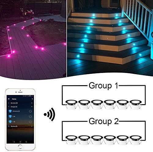 LED Deck Lights Kit, 30 Pack Φ1.22" Low Voltage WiFi Smart Recessed RGBW...