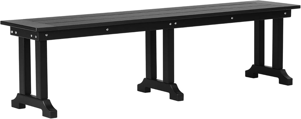 WO HOME FURNITURE 65" HDPE Outdoor Bench, 660 lbs Capacity, Black