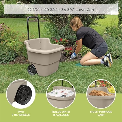 Suncast 2-Pack Multipurpose Rolling Lawn and Garden Utility Cart, 15 Gallon, ...