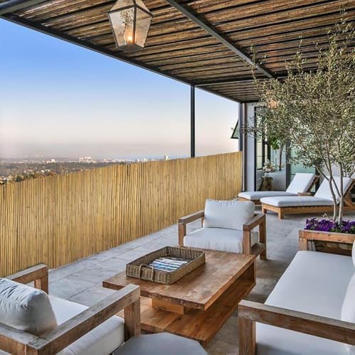 Jollybower 3Ft High x 8Ft Long x 0.7In D Bamboo Screen, Natural Bamboo Fence ...