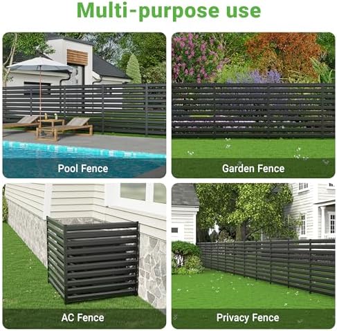 BESFUR 42" H x 38" W Metal Privacy Fence Panels for Outside, Decora...