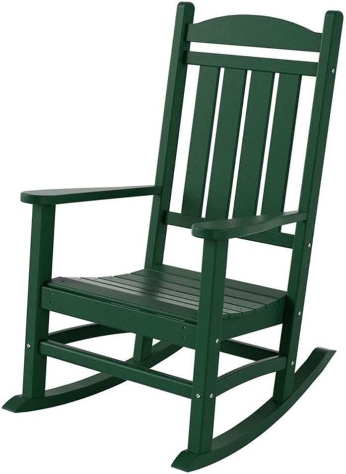 Oversized Outdoor Rocking Chair, High Back Porch Rocker Chair, HDPE All Weath...