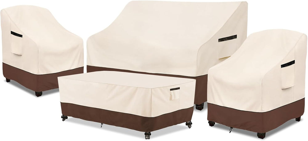 Rileytee Patio Furniture Cover Set, 600D Heavy Duty Waterproof 4-Piece Outdoo...