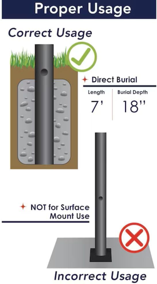 Solus 7-Foot Direct Burial Lamp Post – Outdoor Aluminum Light Pole with Decor...