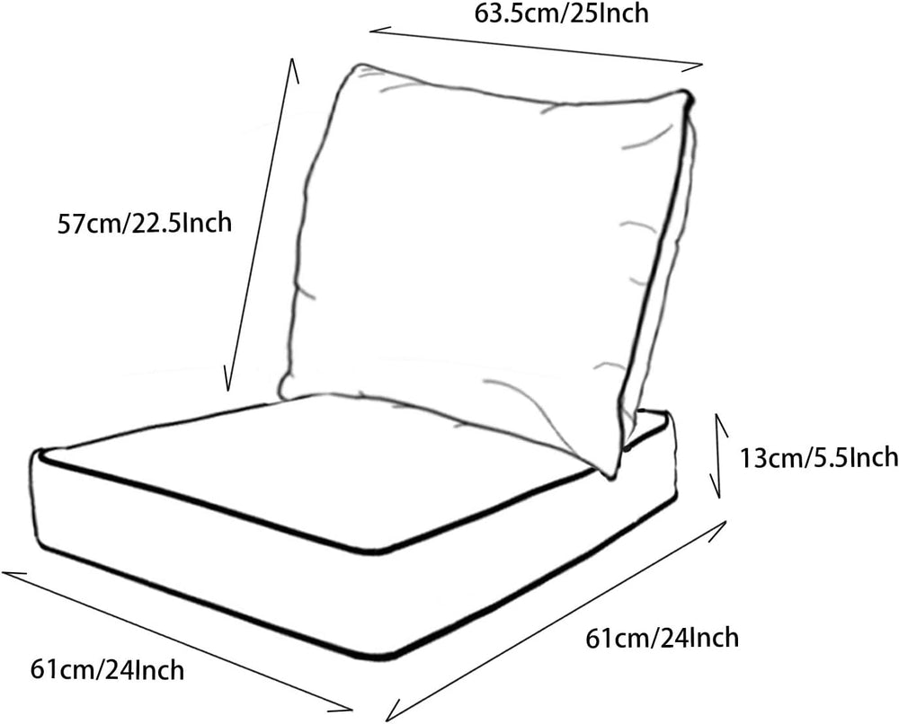 Goodgoods 24x24 Patio Deep Seat Cushions 2-Pack, 35D Foam, Light Blue