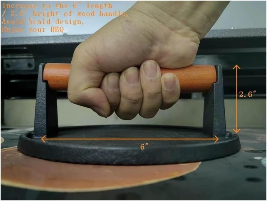 Burger Press 7.08" Round & 8.3”X4.3”Rectangle Heavy-Duty Cast Iron S...
