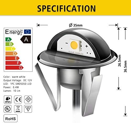 20pcs LED Step Lights Low Voltage IP65 Waterproof Recessed LED Deck Lighting,...