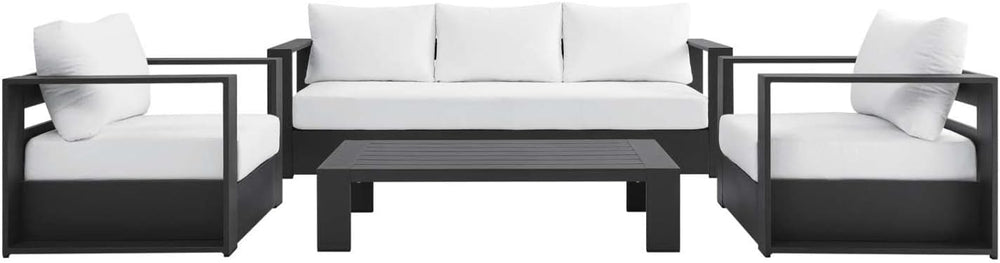 Modway Tahoe Aluminum 4-Piece Outdoor Patio Set in Gray White