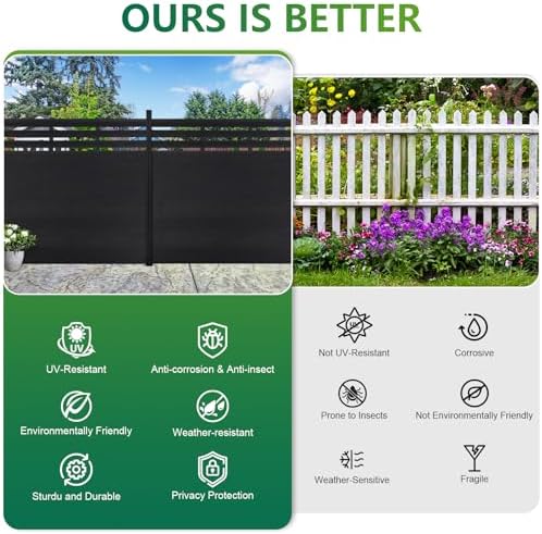 Mondaria Semi-Closed Privacy Fence Panels with 2 Posts for Outside, 6ft(W) x ...