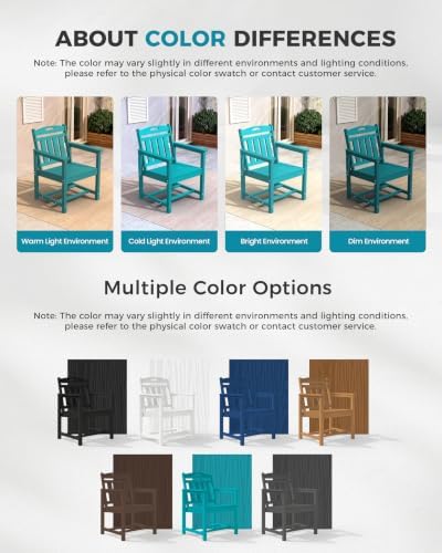 Ciokea HDPE Outdoor Patio Dining Chairs Set of 2, All-Weather, Lake Blue