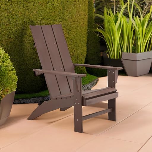 Psilvam Modern Adirondack Chairs 1 PC, Dark Brown