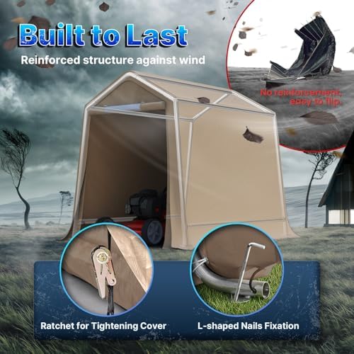 ADVANCE OUTDOOR 6x8 ft Outdoor Portable Storage Shelter Shed with 2 Roll up Z...