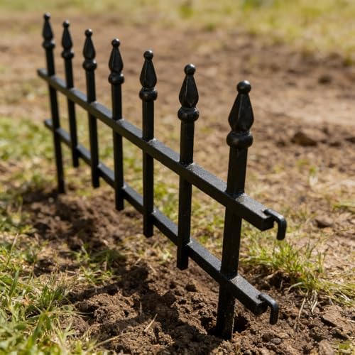 5-Pack Garden Border Fence, 23" W x 17" H, Black