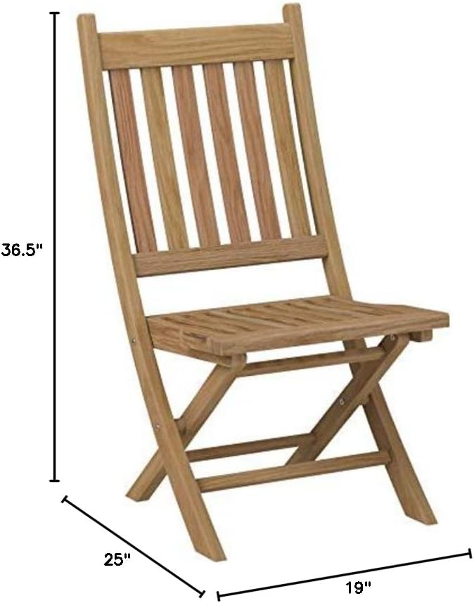 Modway EEI-2702-NAT Marina Premium Grade A Teak Wood Outdoor Patio Folding Ch...