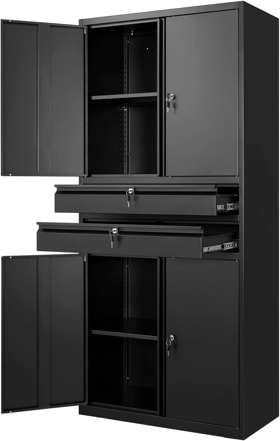 Metal Garage Storage Cabinet with Locking Doors and Adjustable Shelves, 71&qu...