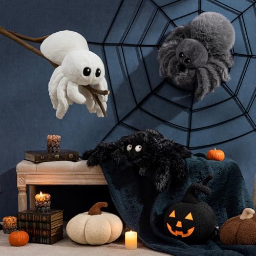 Phantoscope Halloween Spider Shaped Throw Pillow, Faux Fur Tarantula Decorati...