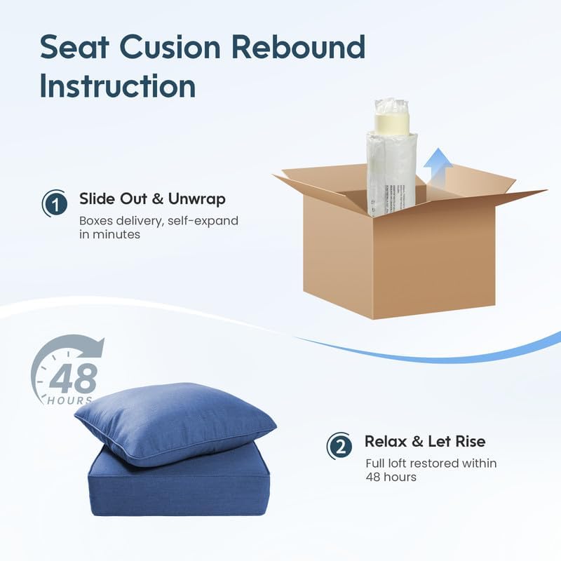 Luxury 22*24*6in Outdoor Patio Cushions, 5 Pieces Navy Blue Outdoor Cushion
