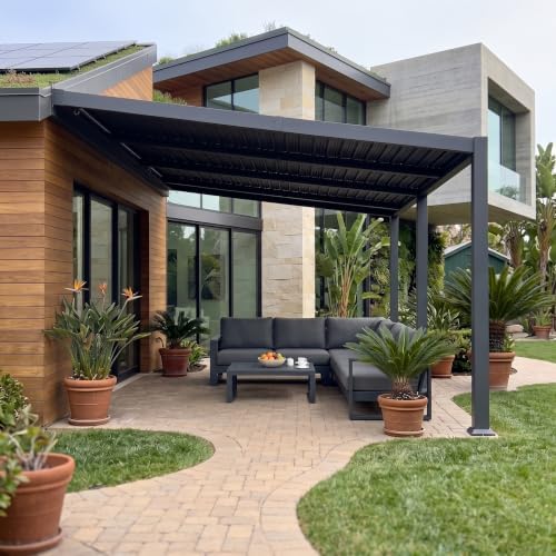 PURPLE LEAF Wall Mounted Pergola 10' x 20' Louvered Pergola,Aluminum ...