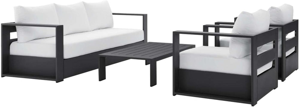 Modway Tahoe Aluminum 4-Piece Outdoor Patio Set in Gray White