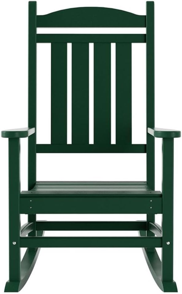 Oversized Outdoor Rocking Chair, High Back Porch Rocker Chair, HDPE All Weath...