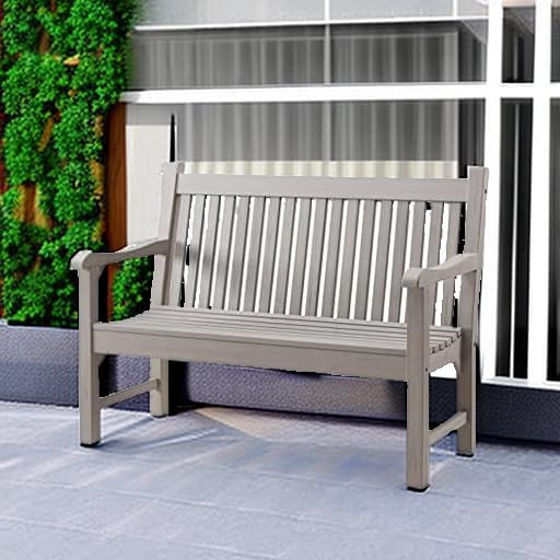 Psilvam Garden Bench, 2-Person Poly Lumber Patio Bench, All-Weather Outdoor B...
