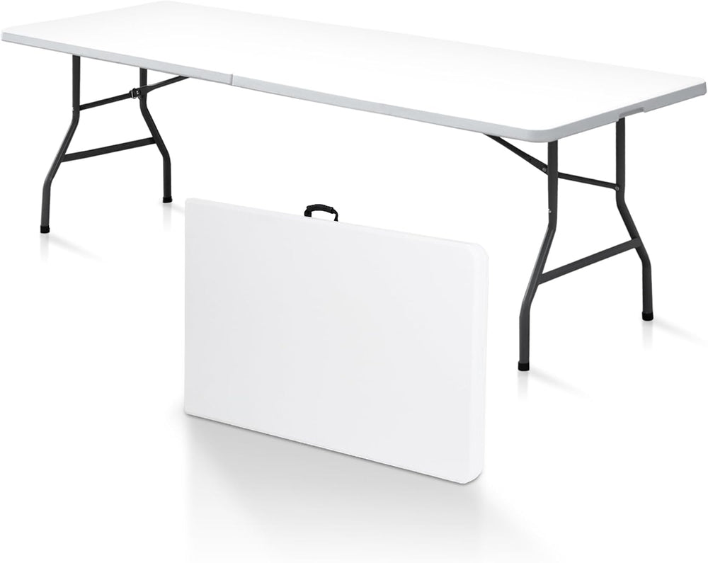 SUPER DEAL 8FT Folding Picnic Table for Indoor Outdoor, Portable Fold-in-Half...