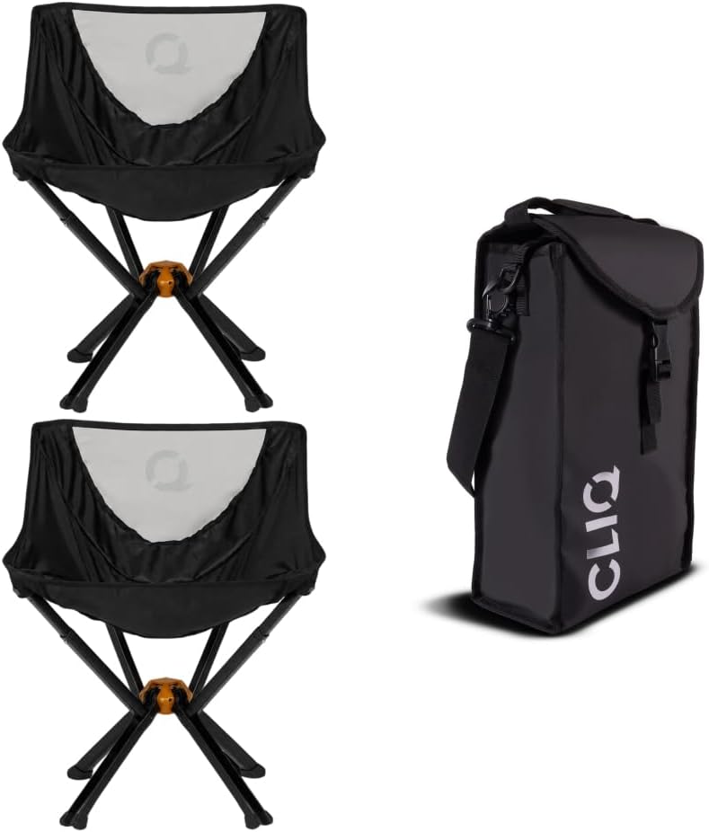 ClassiQ 2-Pack Camping Chairs with Free Carry Bag, Portable, Black